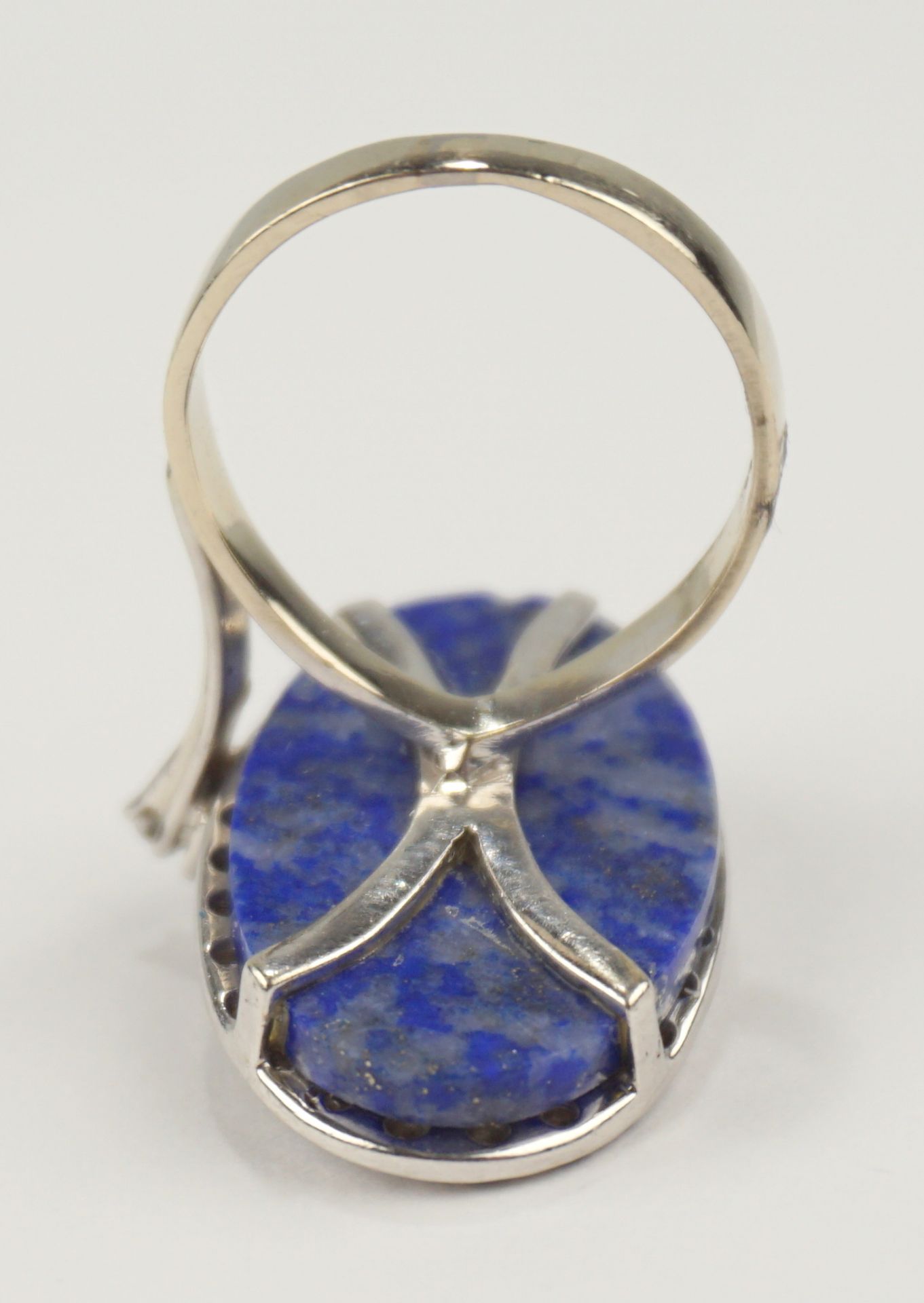 großer Lapislazuli-Brillant-Diamant-Ring, 585er Weißgold, Manufaktur GRAECO Idar-Oberstein, mit Wer - Image 2 of 2