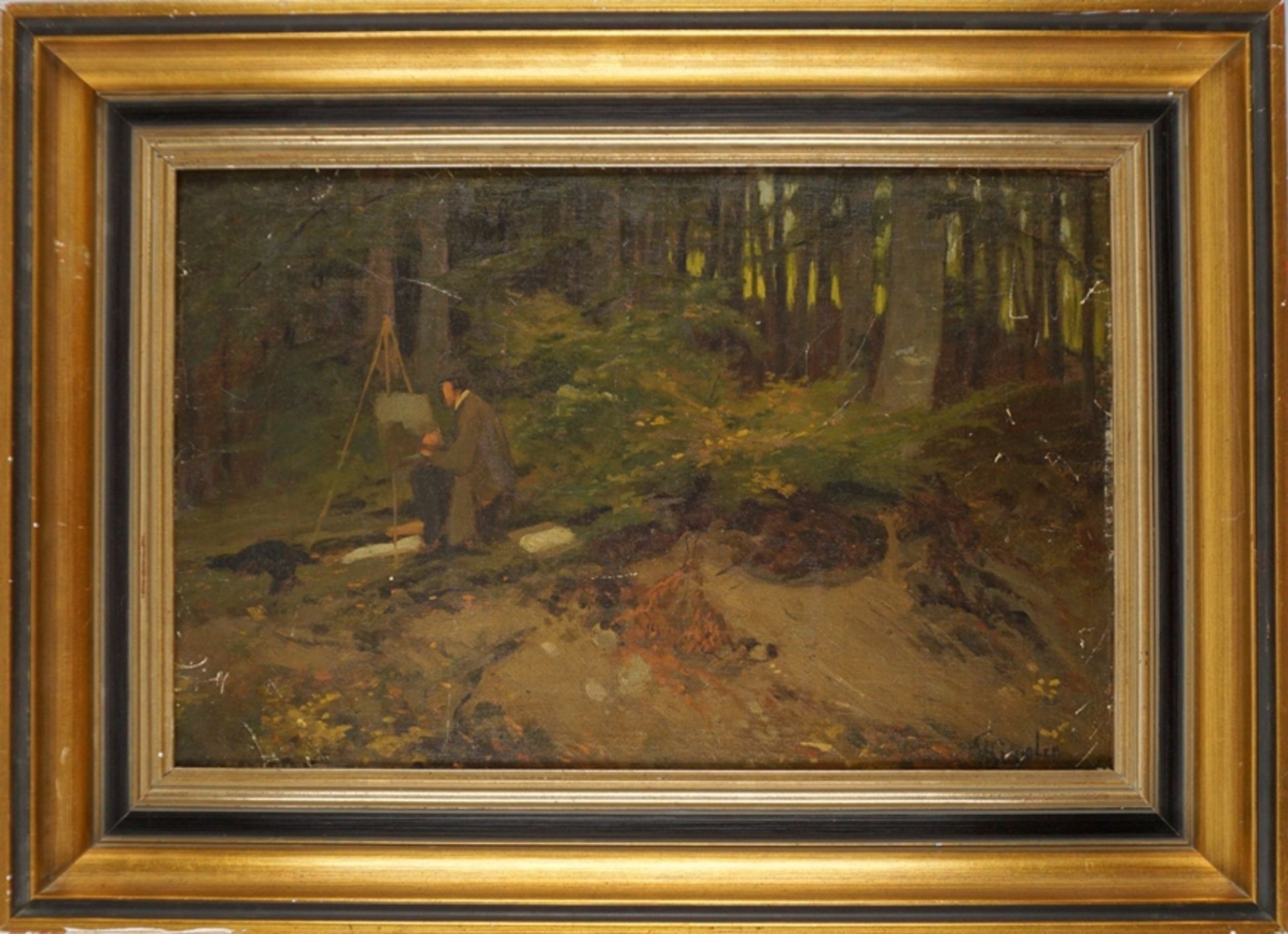 Wilhelm Simmler (*1840 in Geisenheim - 1923 in Berlin) "Der Künstler bei der Arbeit in freier Natur