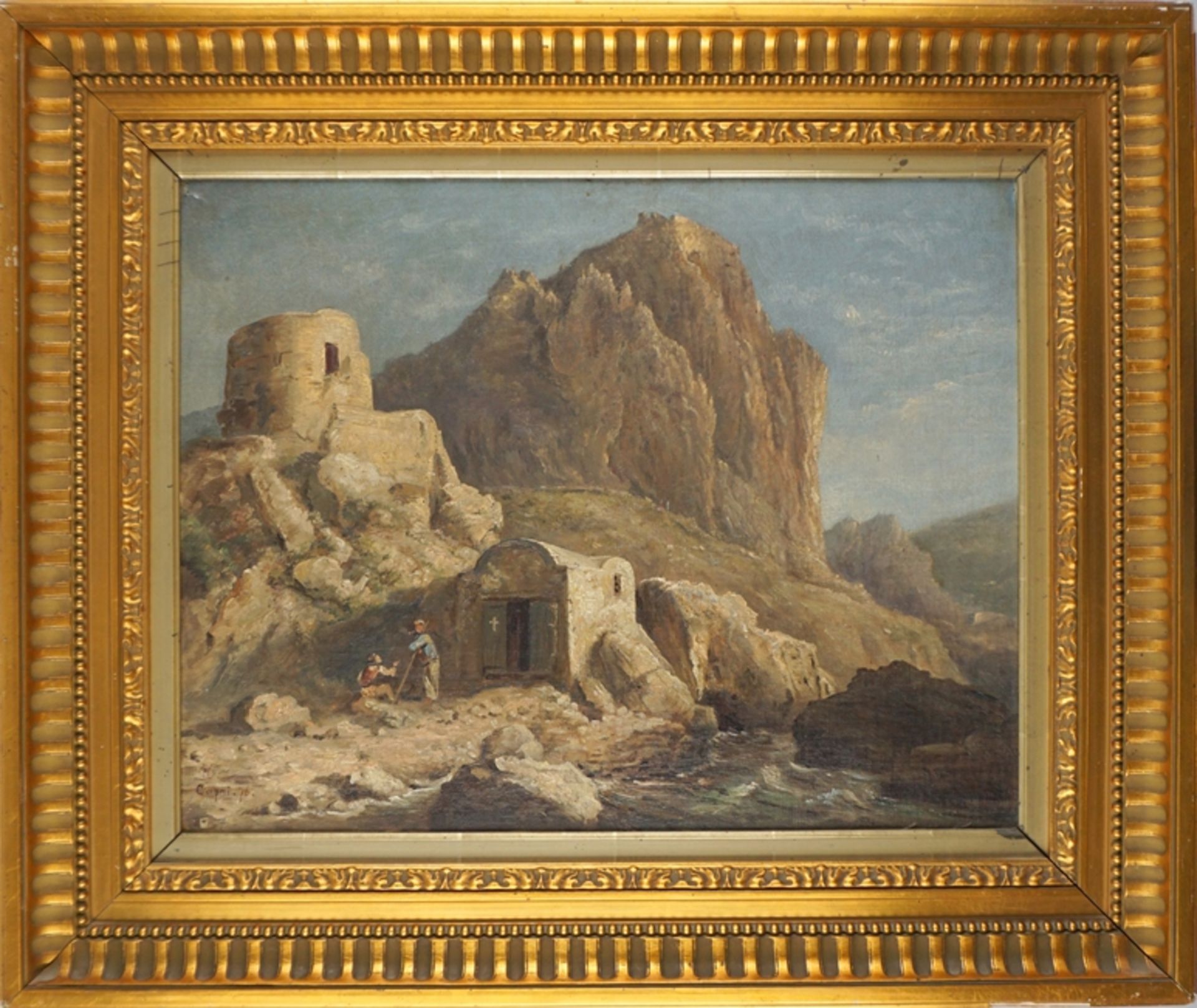 Monogrammist ND "Felsiges Ufer mit Kapelle und Ruine auf Capri" (18)76 - Image 2 of 4