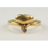 Ring mit kleinem Diamant-Brillant, Goldschmiedearbeit, 585er Gold