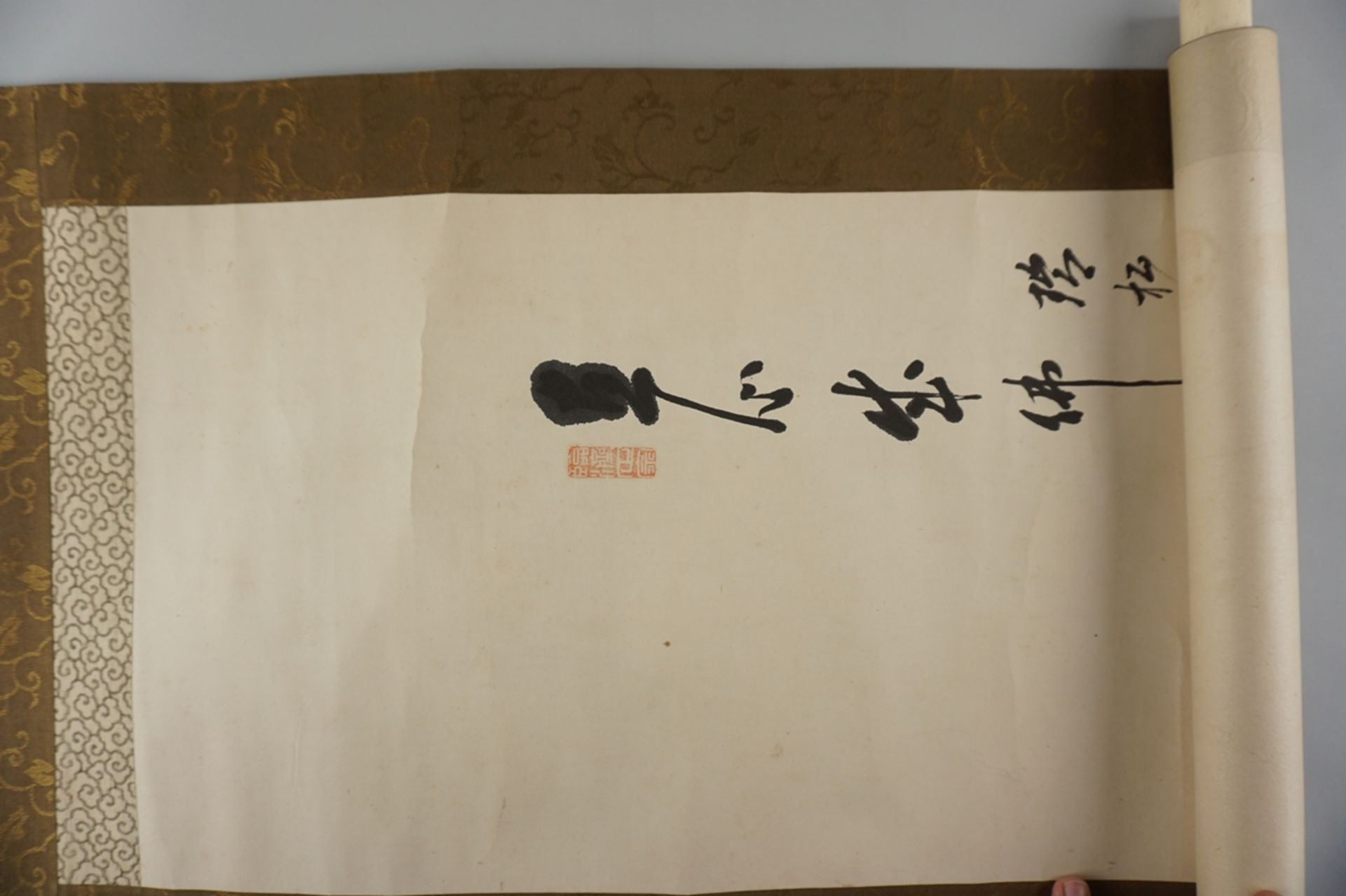 Hängerolle mit Tuschmalerei "Daruma", Japan, Edo-Zeit - Bild 8 aus 10