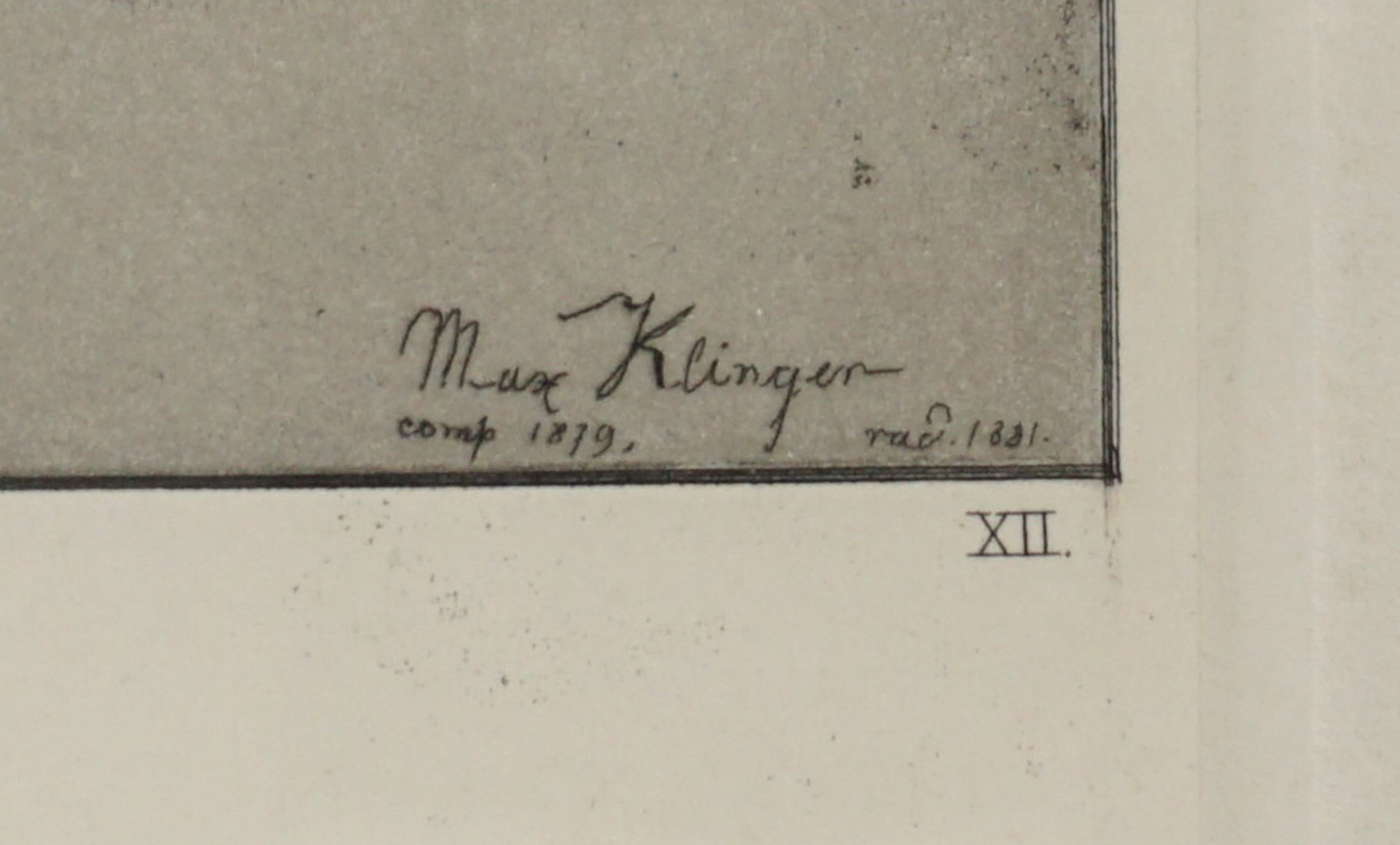 Max Klinger (1857 Leipzig - 1920 Großjena), "Amor, Tod und Jenseits" (Intermezzi, Opus IV, Blatt 12 - Bild 3 aus 3