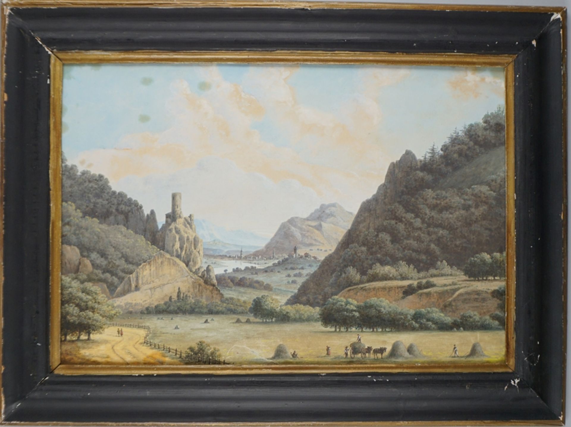 Johann Bernhard Klombeck ( (*1815 bei Kleve - 1893 ebd.) Flusslandschaft mit Burgruine, datiert 186 - Bild 2 aus 4
