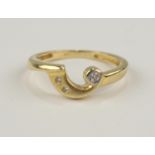 Ring mit 3 kleinen Diamant-Brillanten, 585er Gold