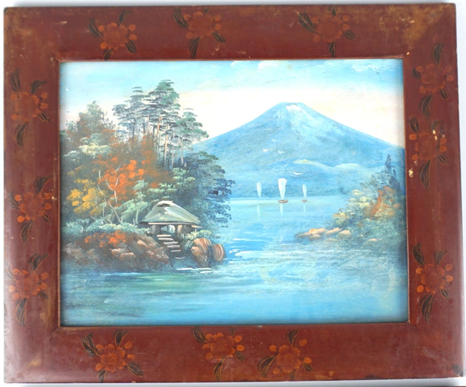 2 Landschaftbilder in Lackrahmen, Japan, Anfang 20.Jh. - Bild 3 aus 4