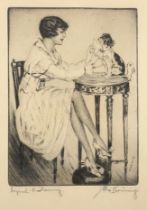 Max Brüning (1887 Delitsch/Sachsen- 1968 Lindau/Bodensee), Elegante Dame mit Pekinese, um 1920