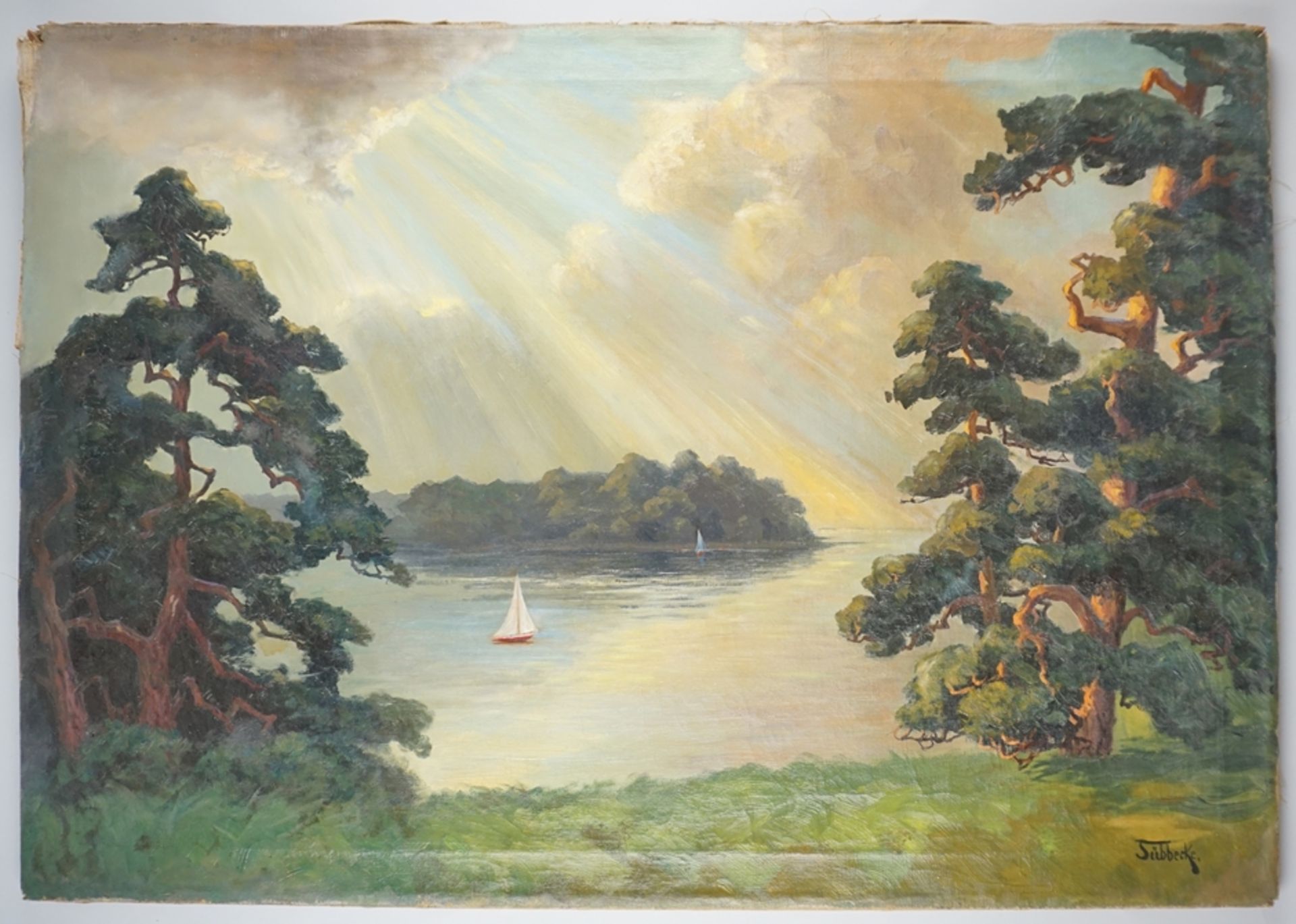 Pau Wilhelm Tübecke (*1848 Berlin - Weimar 1924) attr., "Märkische Seenlandschaft" - Bild 2 aus 3