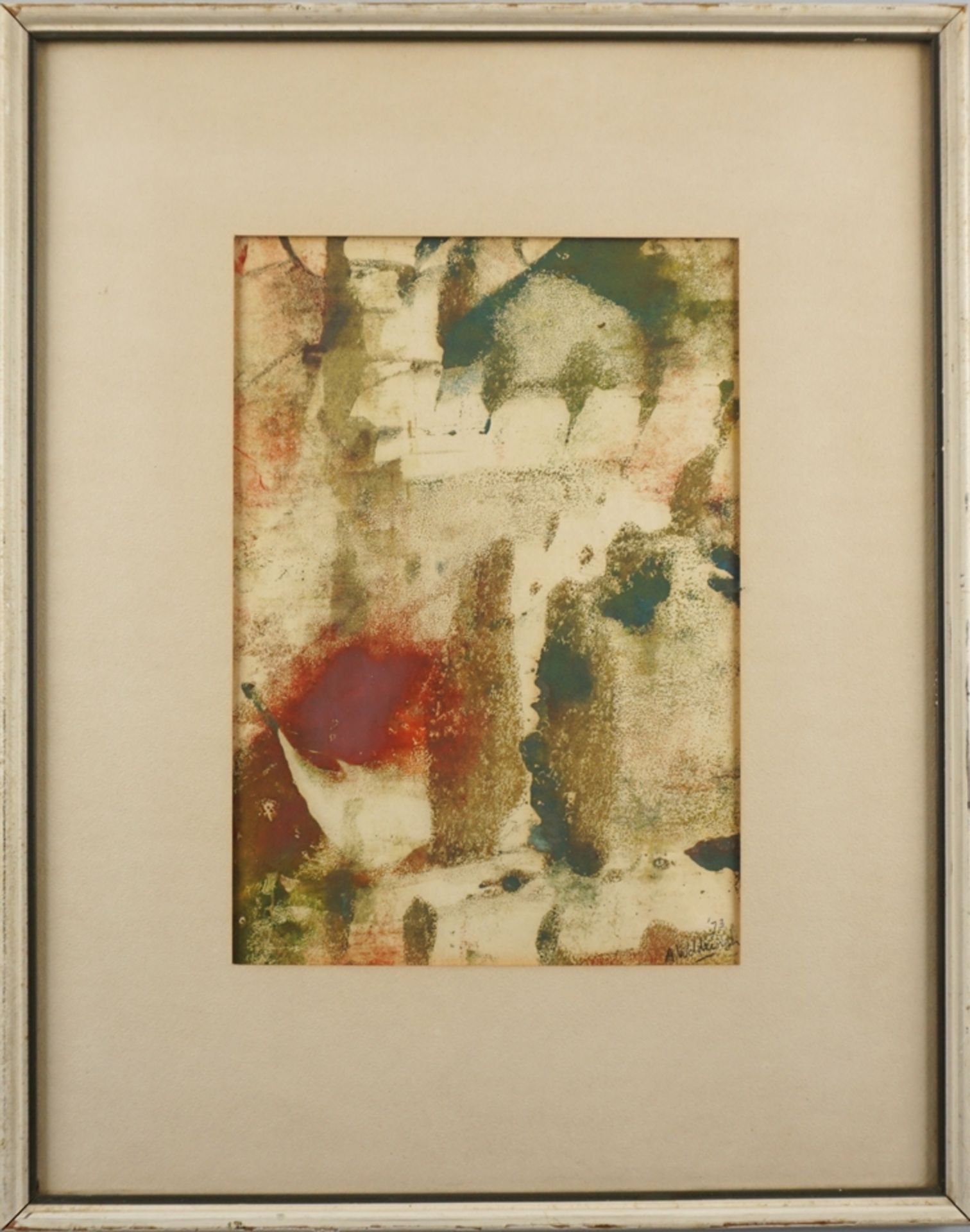 Ans Woldringh (1926-2006), abstrakte Farbkomposition in Rot und Grün, dat. (19)73 - Bild 2 aus 3