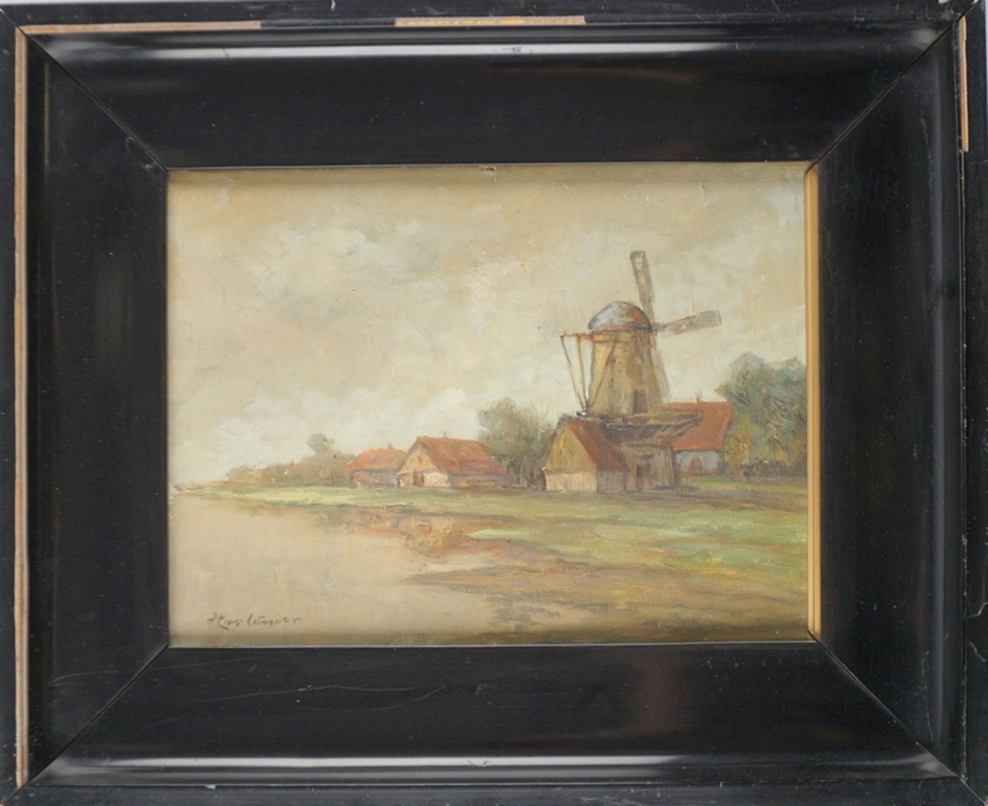 Hans Harländer (Hamburg 1880 - Arnstadt 1943) "Uferlandschaft mit Mühle", 1.Hälfte 20.Jh. - Bild 2 aus 3