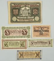 Konvolut Notgeld Magdeburg, u.a. 50 Mark 1918, Kassenschein der IHK Magdeburg-Halberstadt