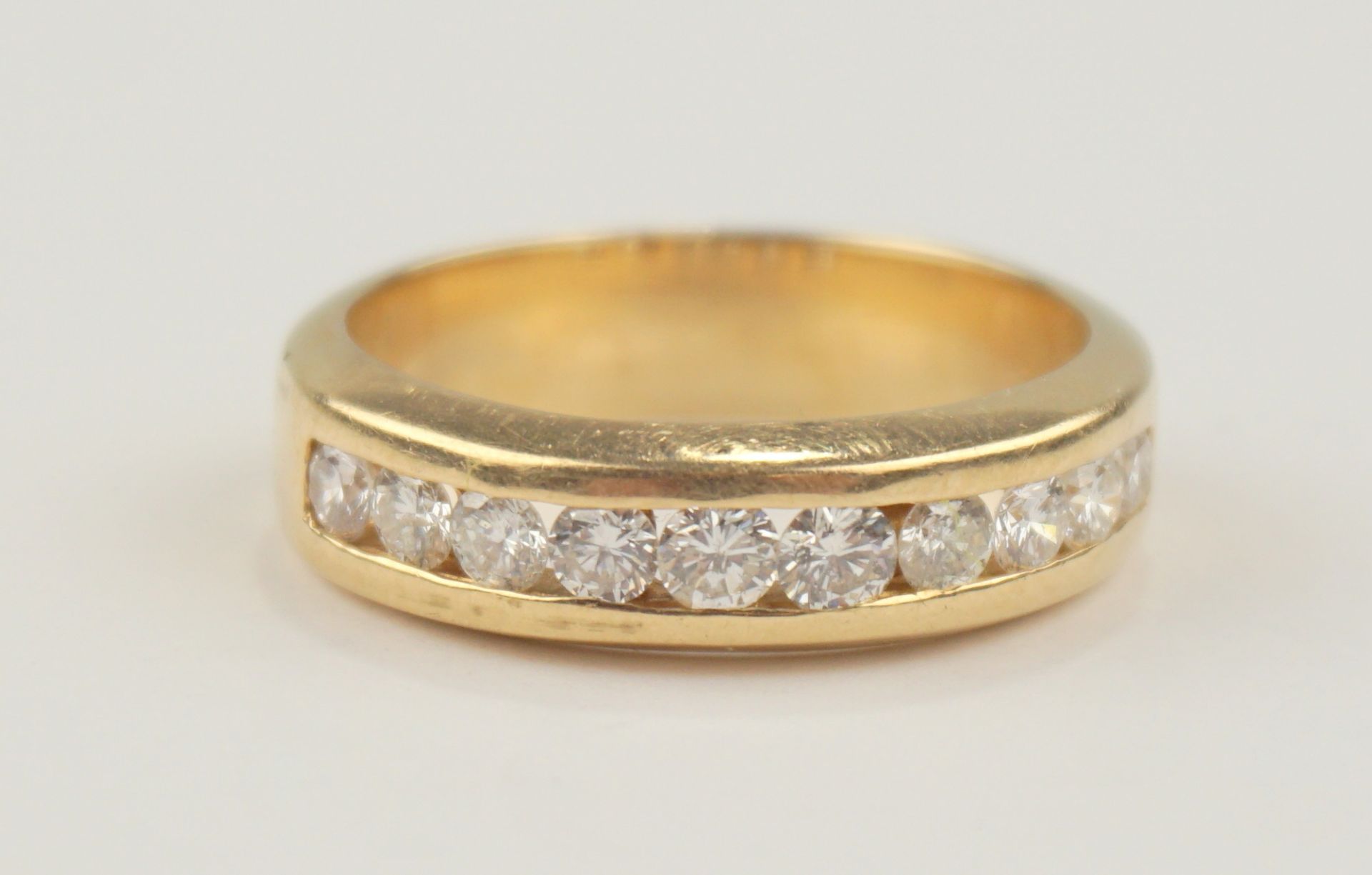 Brillant-Memoire-Ring mit 10 Diamant-Brillanten, 585er Gold, mit Wertgutachten