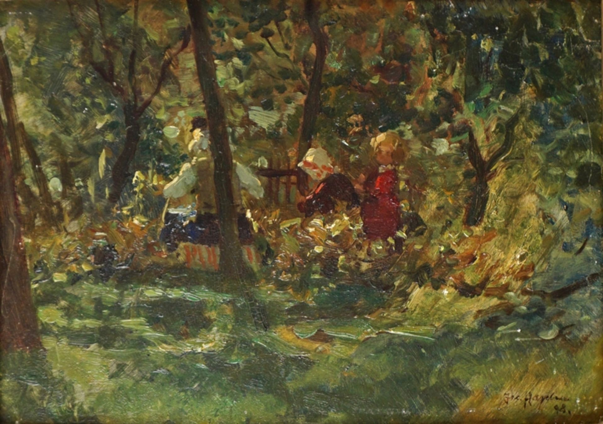 unidentifizierter Impressionist, "Im Park", dat. (18)98