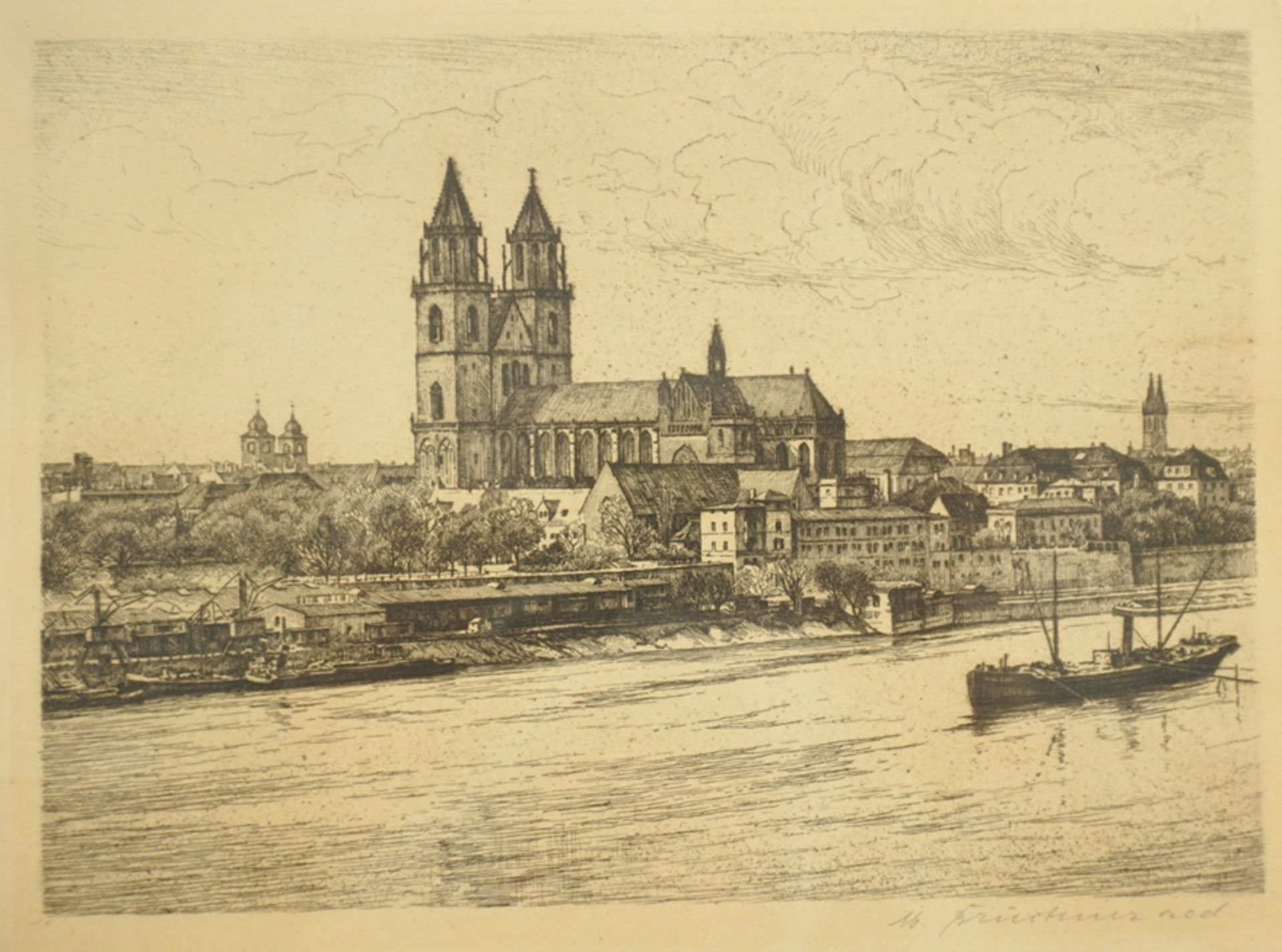 Max Brückner (*1888 in Dresden -?), 2 Ansichten vom Dom zu Magdeburg - Bild 2 aus 3