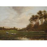 Willem Roelofs (1822-1897) "Weidende Kühe in Landschaft" 