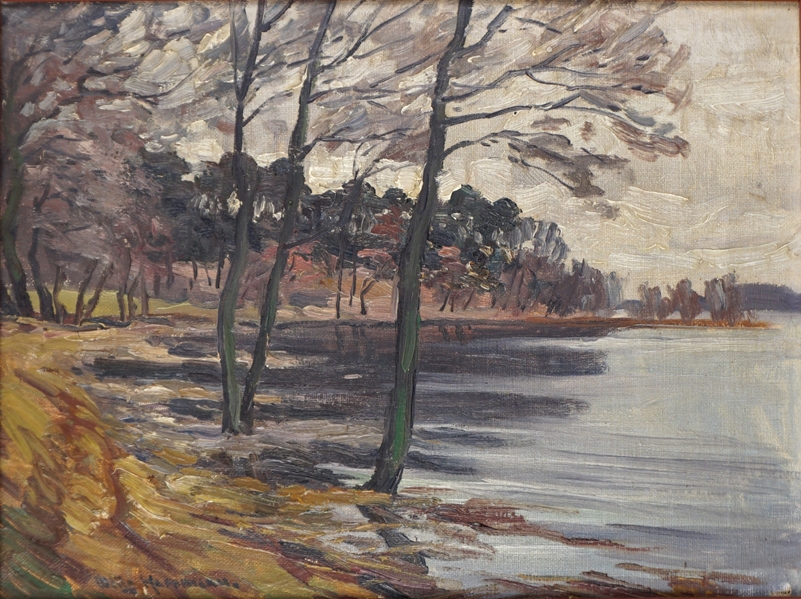 Willy Herrmann (1895-1963, Berlin), "Märkische Uferlandschaft", Öl/Lwd.