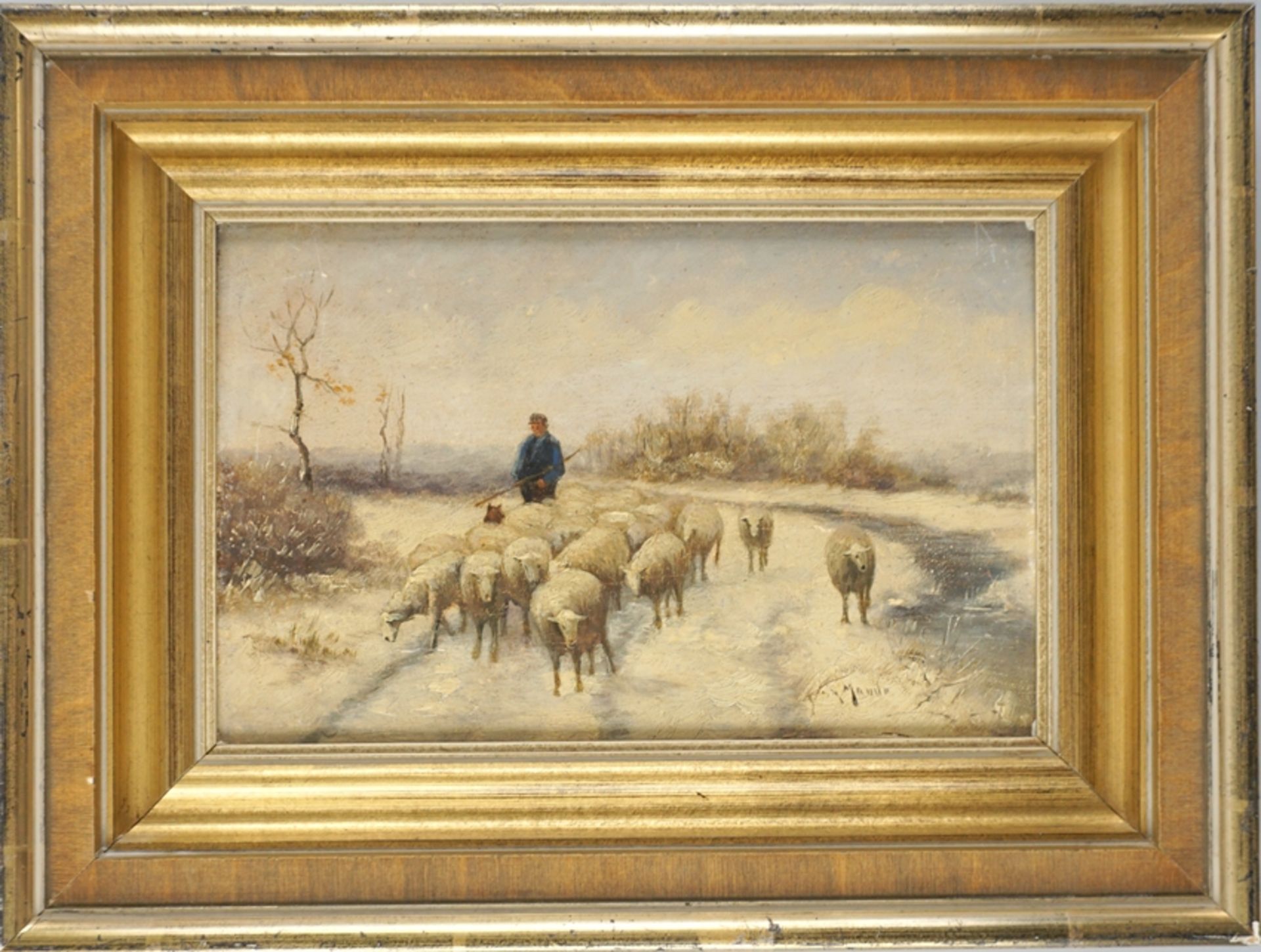 nach Anton Mauve (*1838 in Zaandam - 1888 in Arnhem) "Schäfer mit Schafherde im Winter" - Bild 2 aus 4