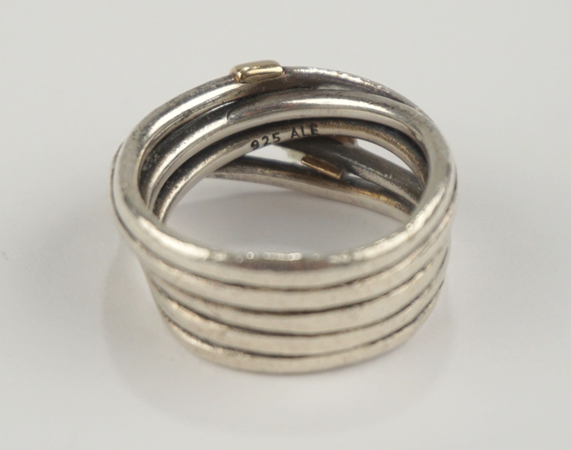Ring mit 3 kleinen Goldauflagen, Pandora, 925er Silber - Bild 2 aus 2