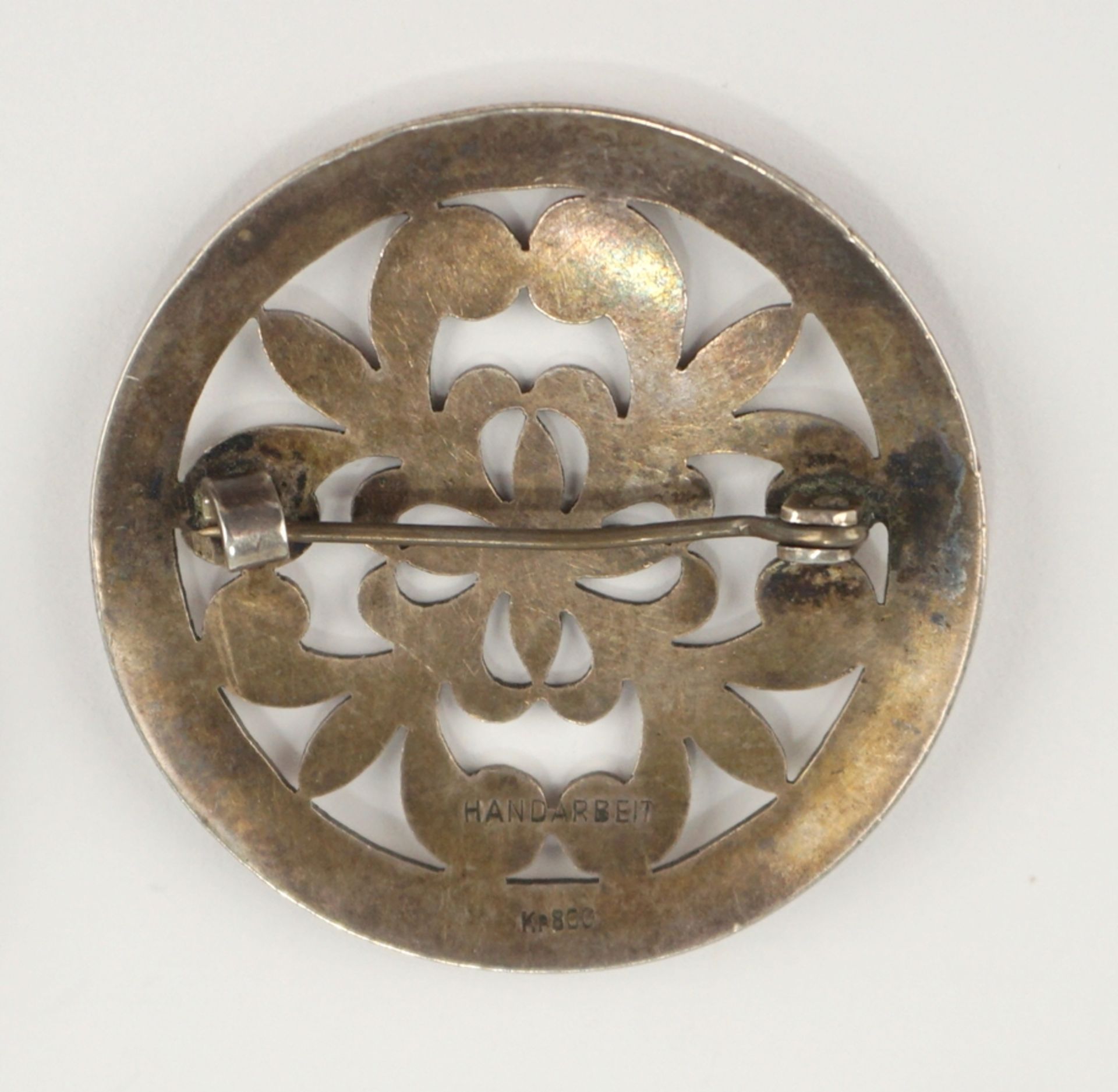 2 runde Broschen, Sägearbeiten, Gustav Kropp, Magdeburg, 800er Silber - Image 2 of 2