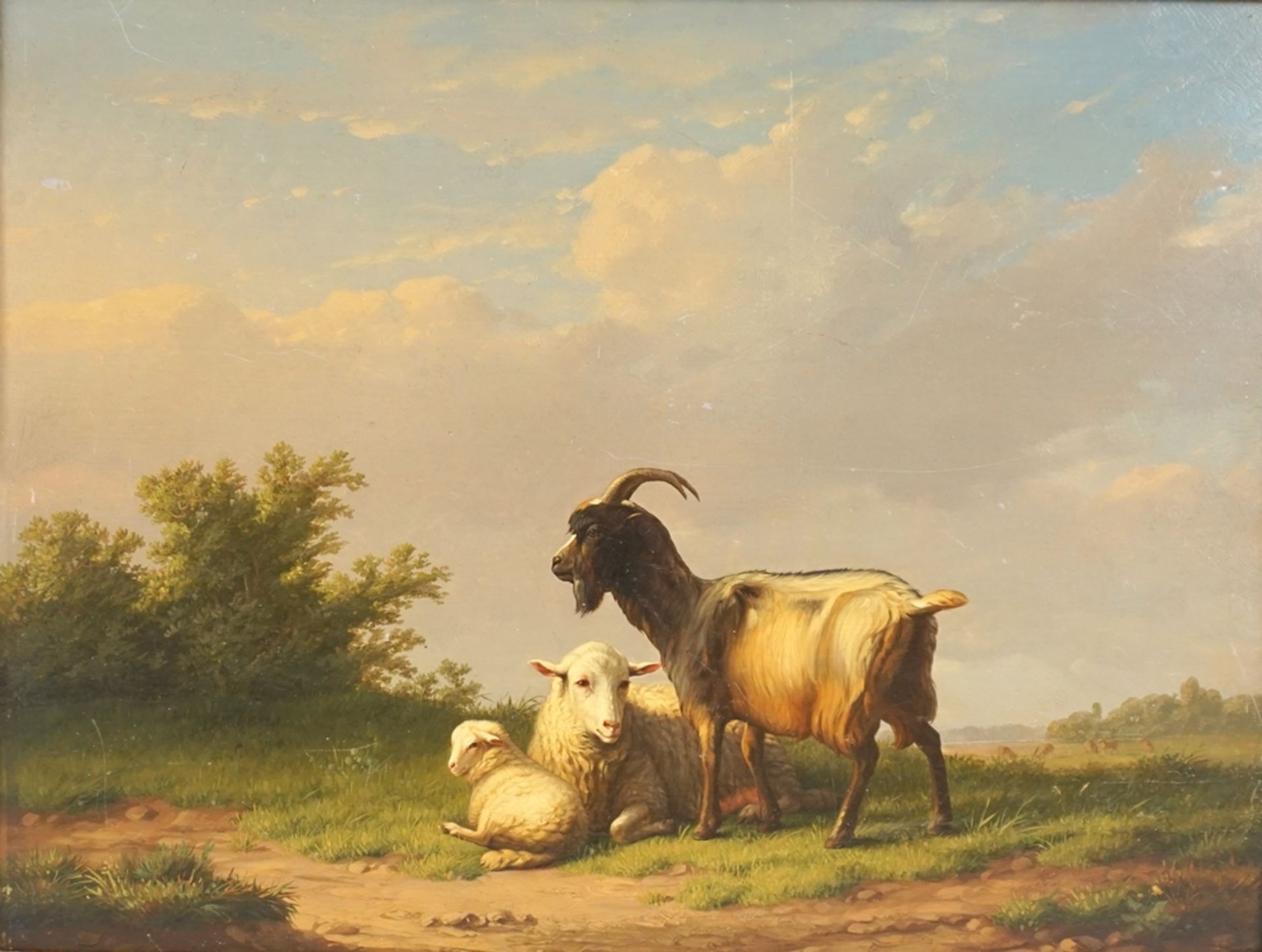 Eugène Verboeckhoven (1798 Warneton - Brüssel 1881) "Ziegenbock und Schafe", datiert 1842