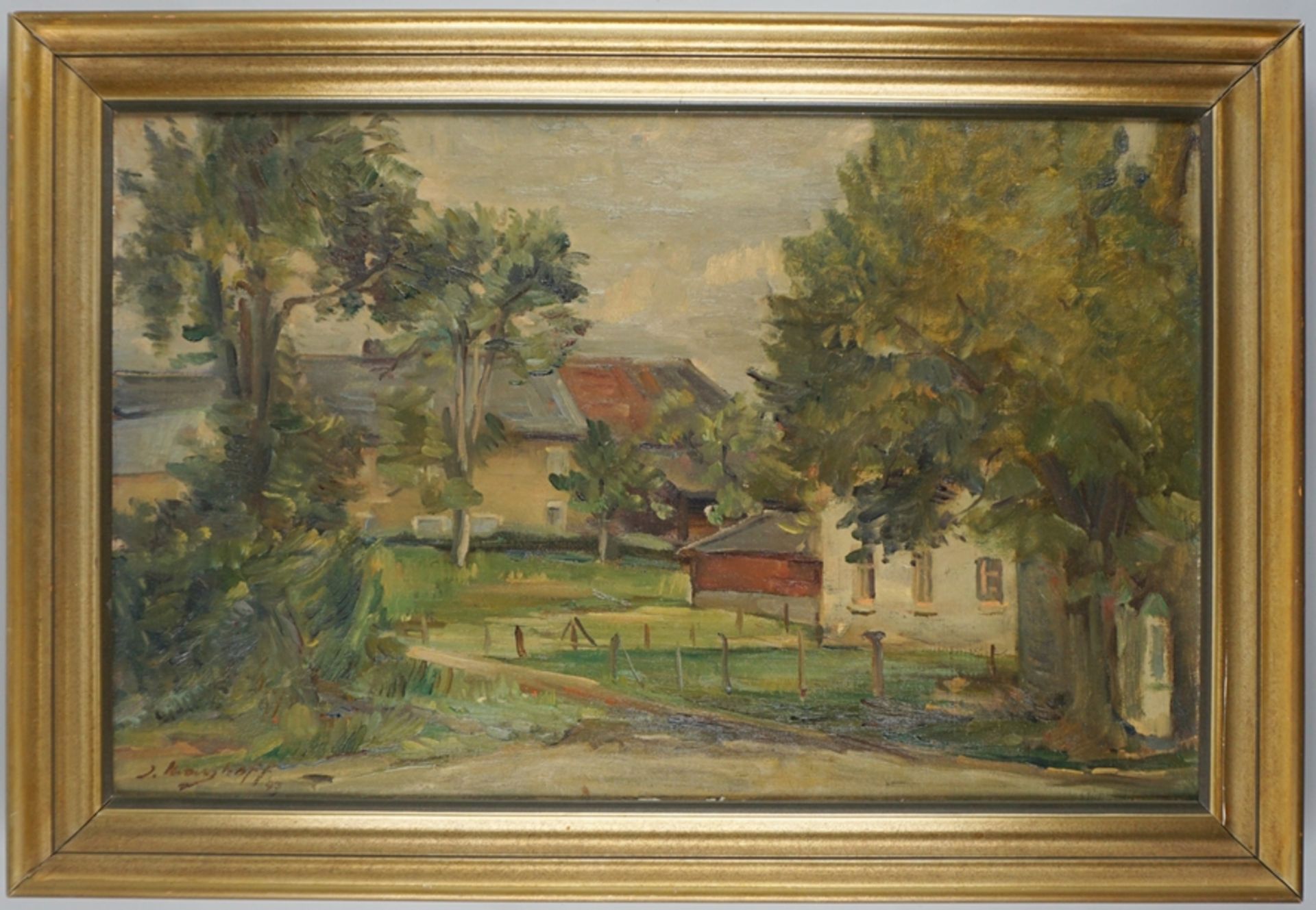 signiert wohl J.Konzhoff "Bauernhof", Anfang 20.Jh. - Bild 2 aus 3