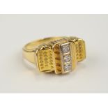 Ring mit 3 Diamant-Brillanten, total ca.0,21ct und Granulation, 585er Gold