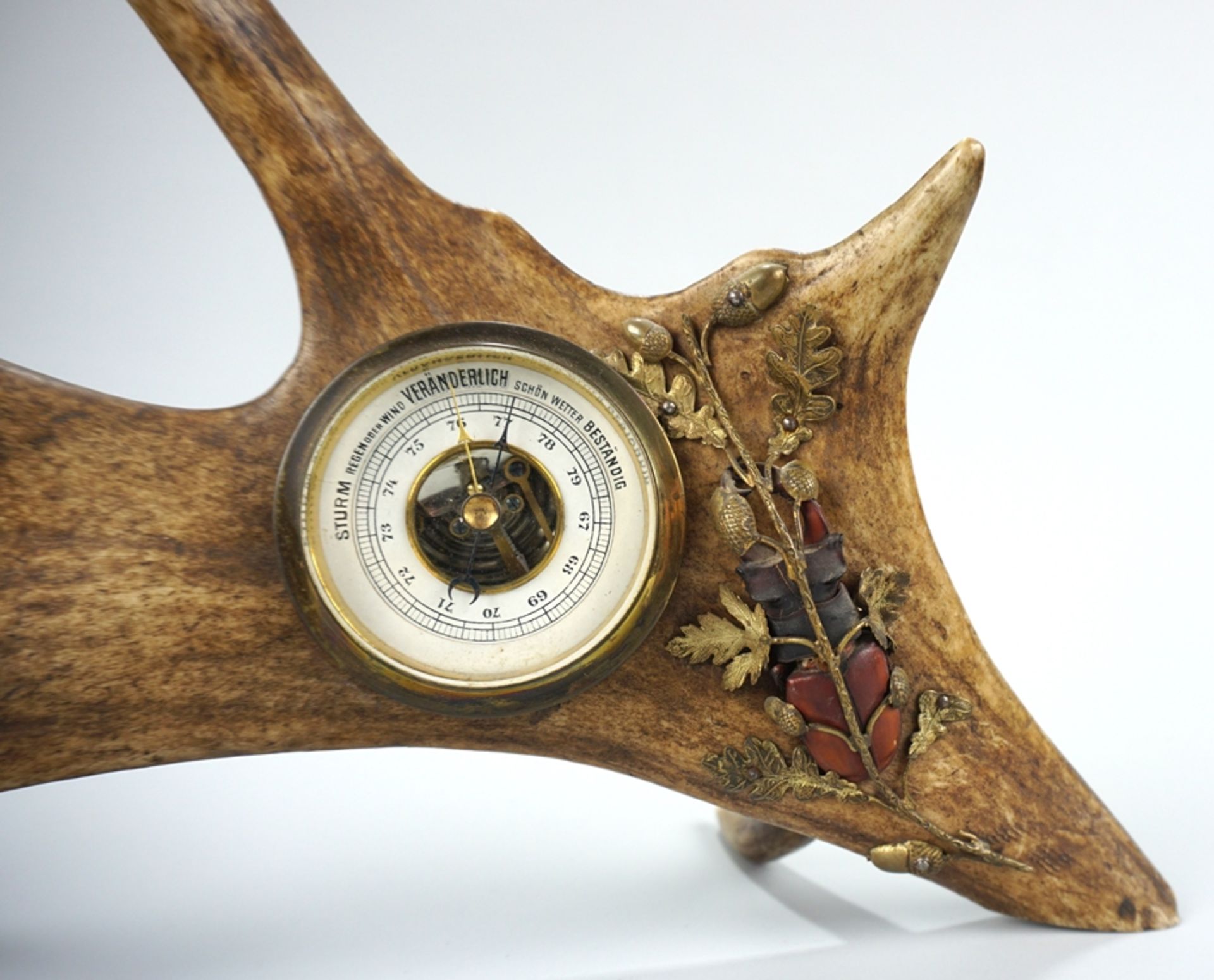 Geweih-Barometer mit echten Hirschkäfer, Anf. 20.Jh. - Bild 2 aus 3