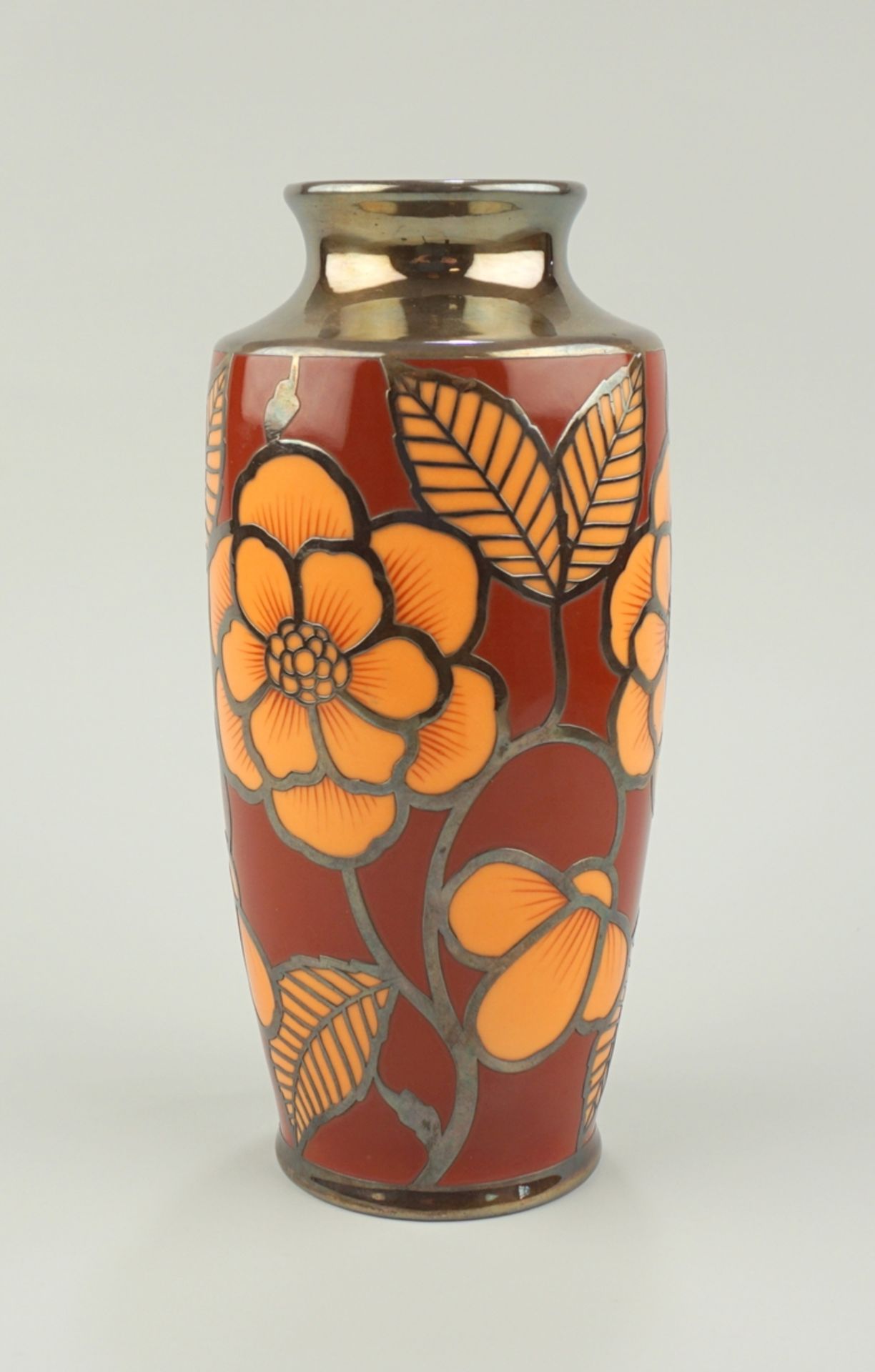 Vase mit Silberauflage, 1940er Jahre