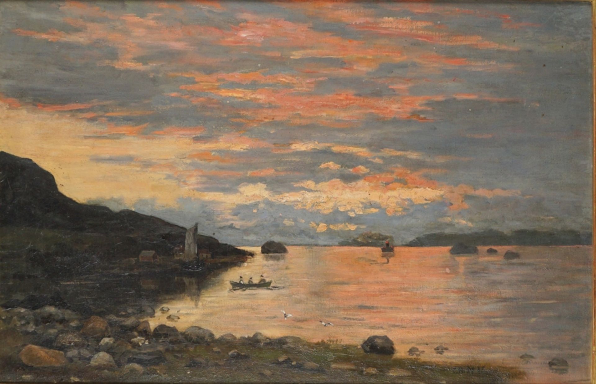 Monogrammist C.H.D. "Norwegischer Fjord im Schein der Abendsonne", dat. (18)85