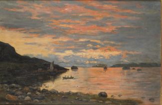 Monogrammist C.H.D. "Norwegischer Fjord im Schein der Abendsonne", dat. (18)85