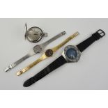 Konvolut Dugena: Taschenuhr, Herrenarmbanduhr und 2 Damenarmbanduhren, 1970er/1980er Jahre