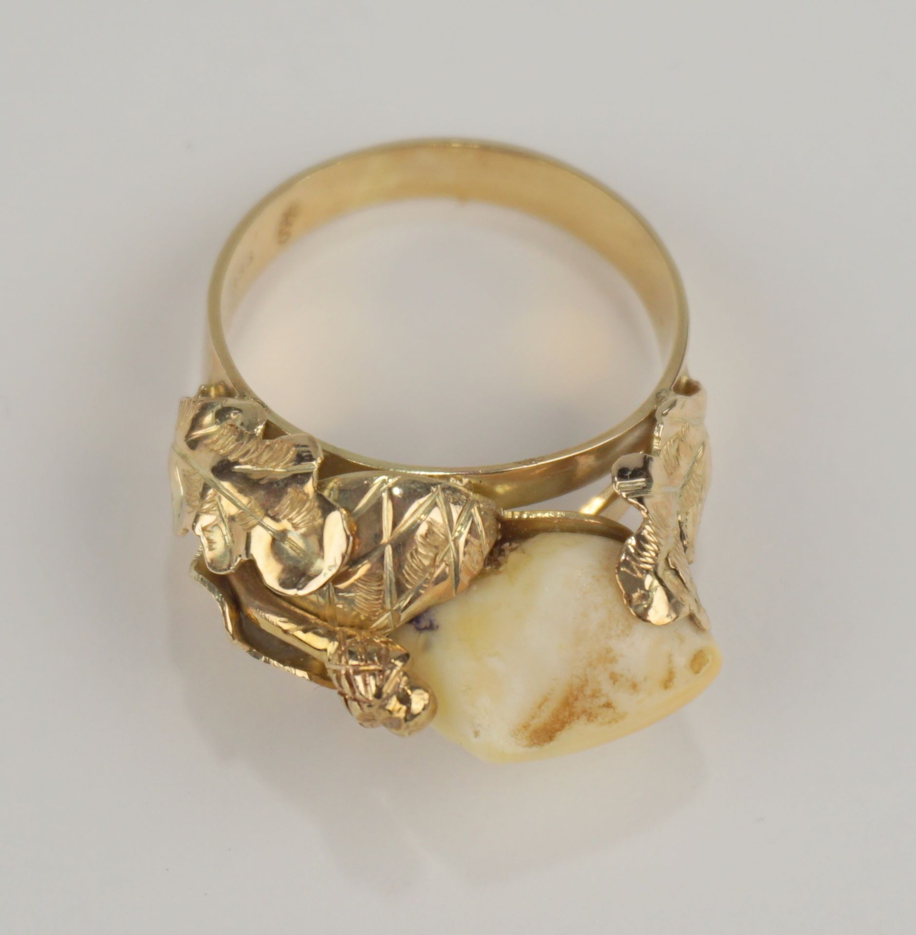 Ring mit Grandel, 333er Rot- und Gelbgold, Goldschmiedarbeit - Bild 2 aus 2