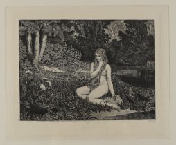 Max Klinger (1857 Leipzig - 1920 Großjena), "Eva" (Eva und die Zukunft, Opus III, Blatt 1), 1880, R