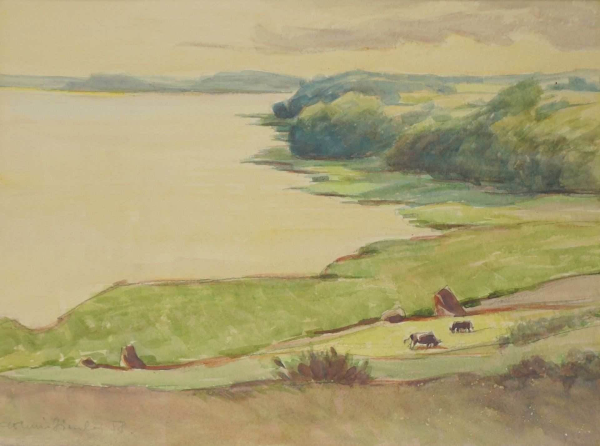 Armin Timler (1896-1976), "Küstenlandschaft Darß mit Ostseeblick vom Schifferberg bei Ahrenshoop Ri