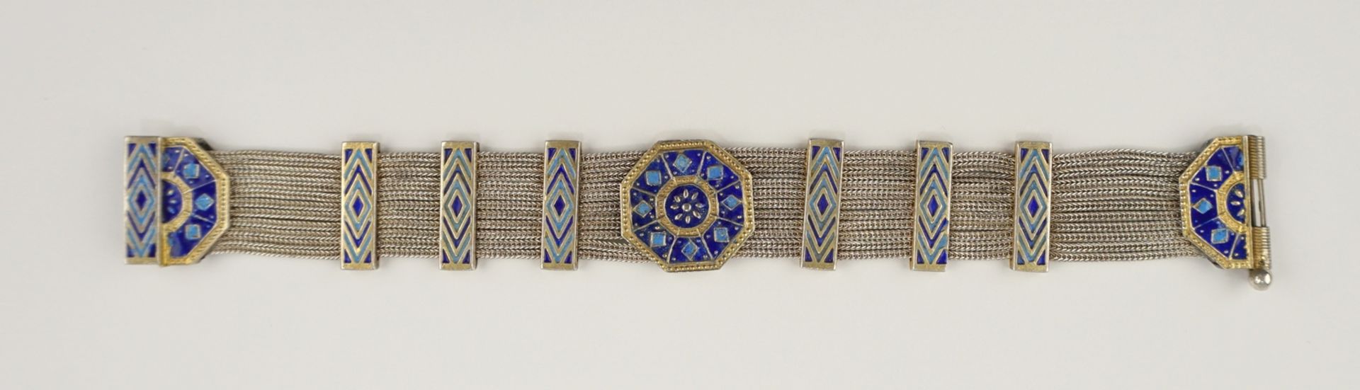 mehrstrangiges Armband mit Emaille, 900er Silber, wohl Russland, 1.Hälfte 20.Jh.