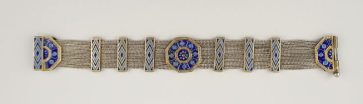 mehrstrangiges Armband mit Emaille, 900er Silber, wohl Russland, 1.Hälfte 20.Jh.