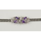 Amethyst-Diamant-Brillant-Armband, 585er Weißgold