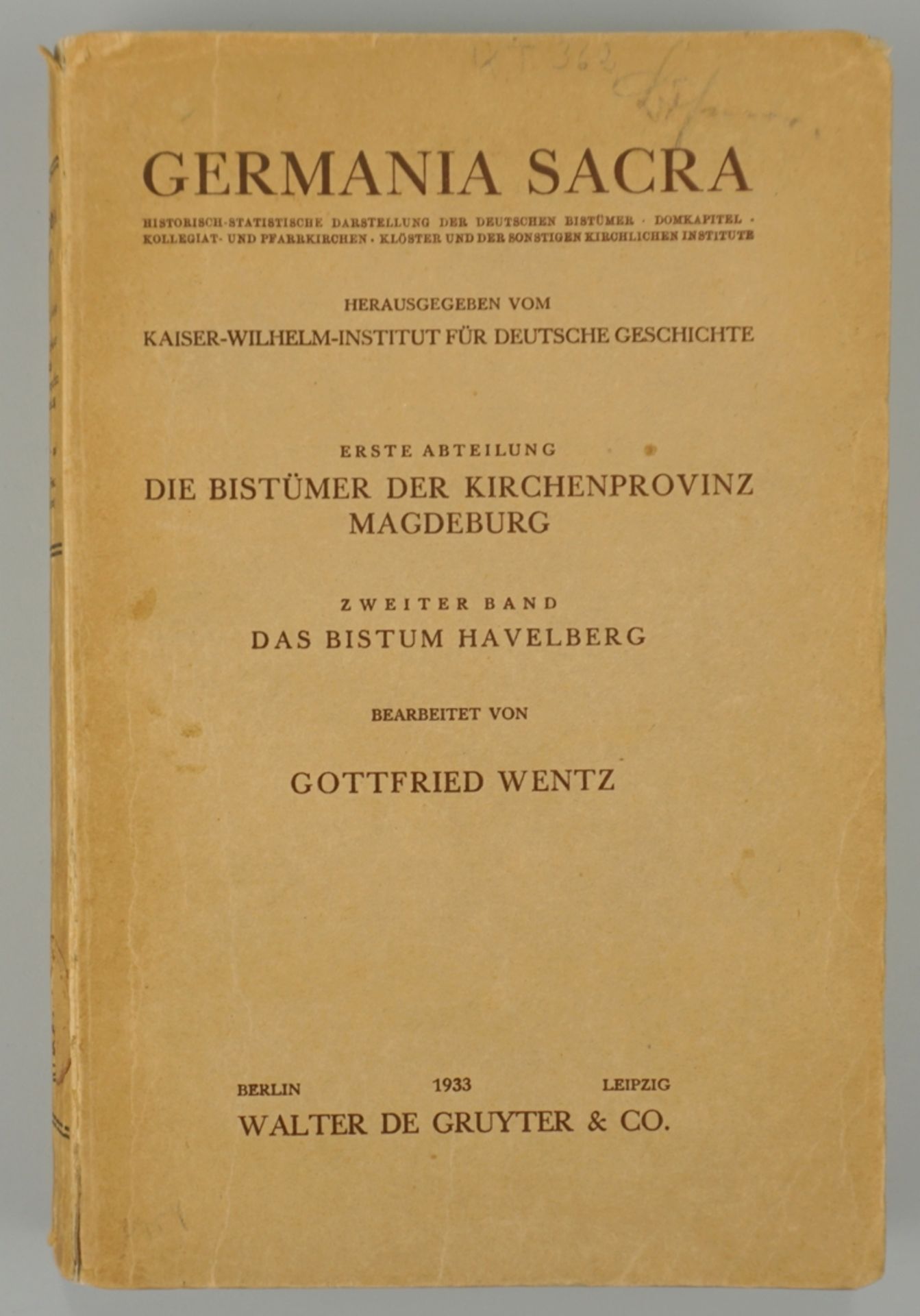 Germania Sacra, Die Bistümer der Kirchenprovinz Magdeburg, 2.Band: Das Bistum Havelberg, 1933