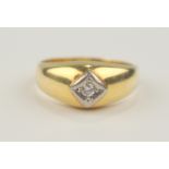 Ring mit Diamant-Brillant, ca.0,05ct, quadratischer Ringkopf, 585er Gold