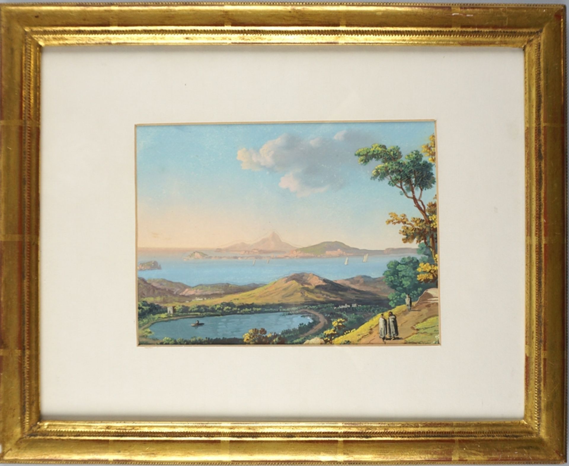 anonymer Künstler "Landschaft bei Neapel mit Vesuv", datiert 1883 - Bild 2 aus 3