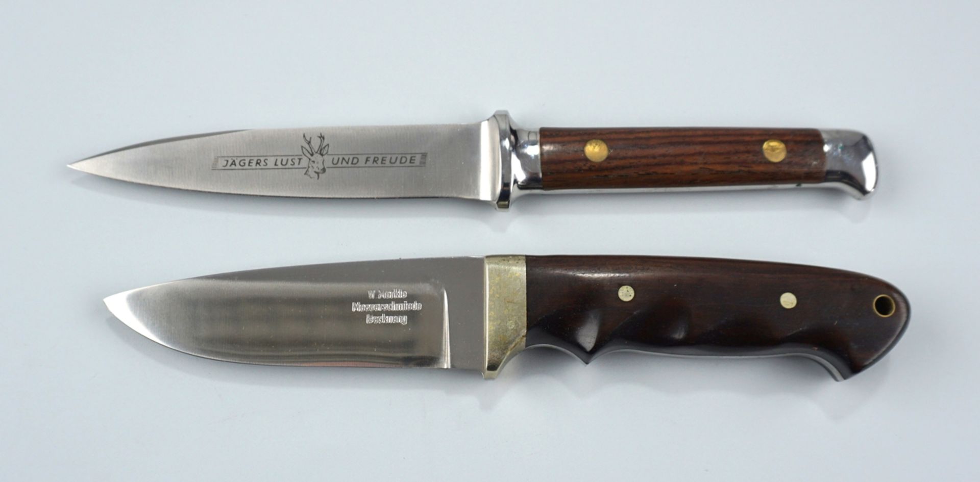 2 Jagdmesser, W. Merkle Messerschmiede Backnang und Othello Anton Wingen