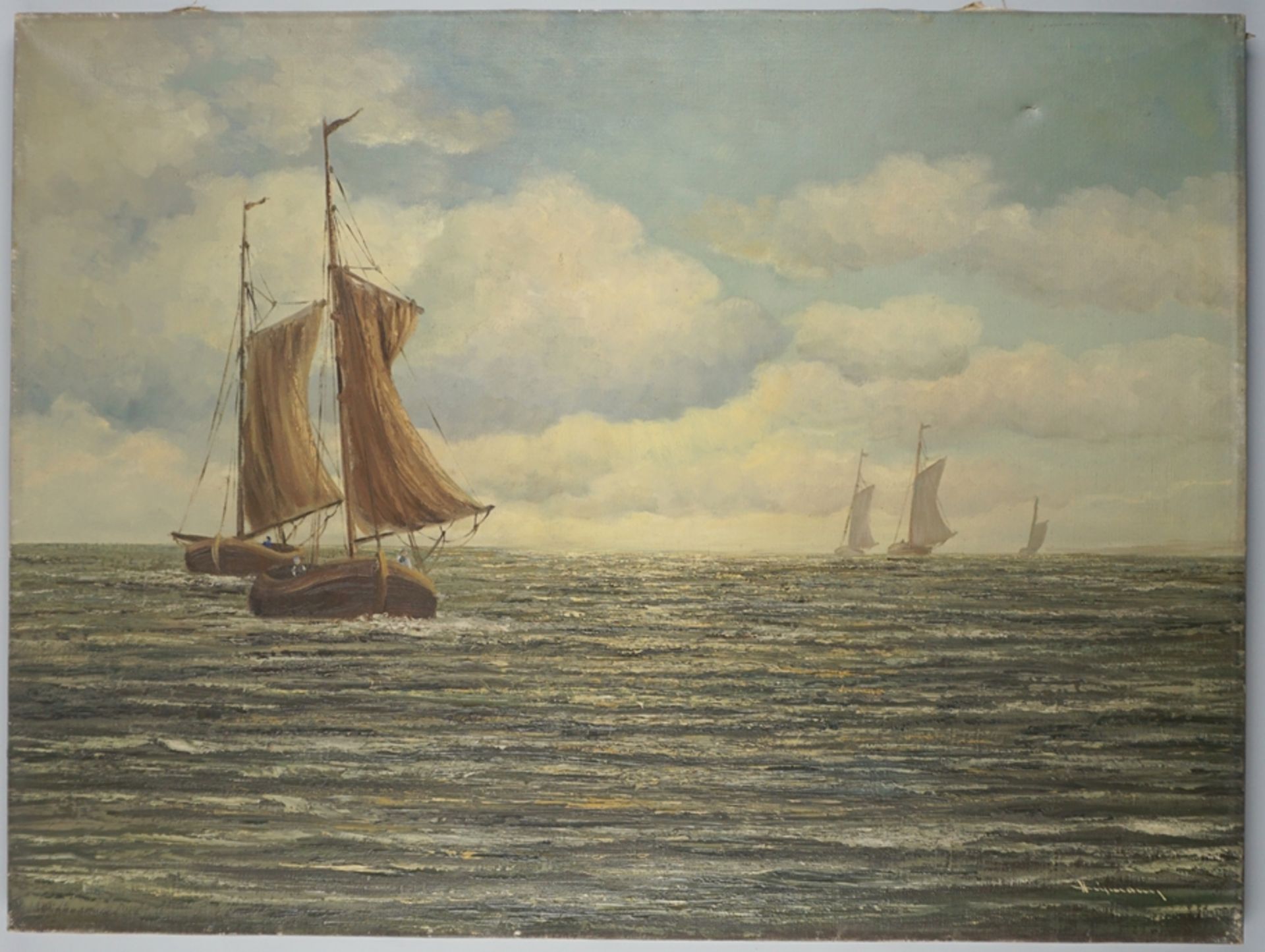 signiert Heinemann, Seestück mit Segelbooten, 1930 - Bild 2 aus 4