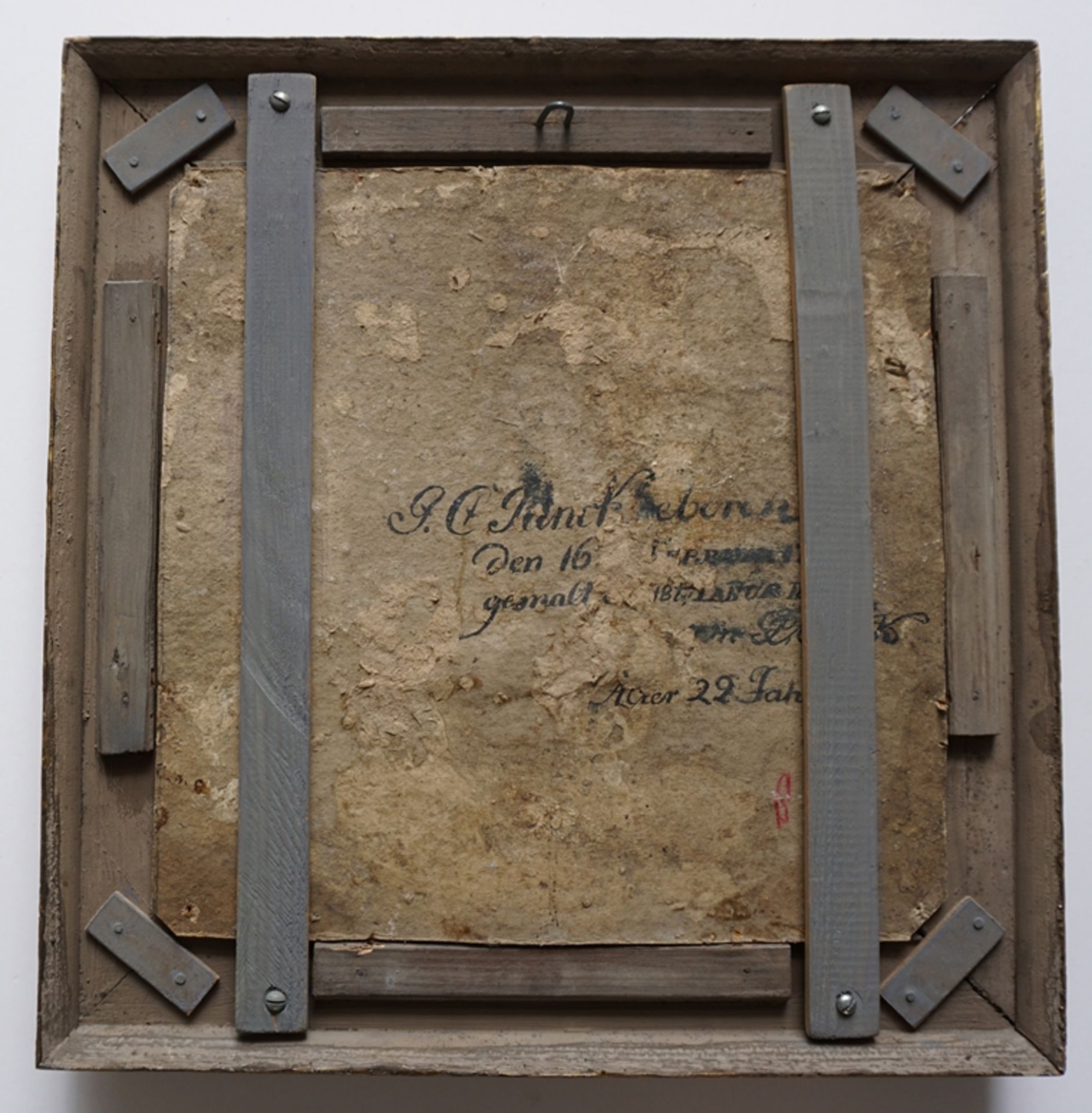 undeutl. signiert, "Porträt eines jungen Mannes", 1815, Öl/Karton - Bild 4 aus 5