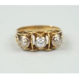 Ring mit 3 Diamant-Brillanten, 585er Gold, PGH Chrysos, Magdeburg