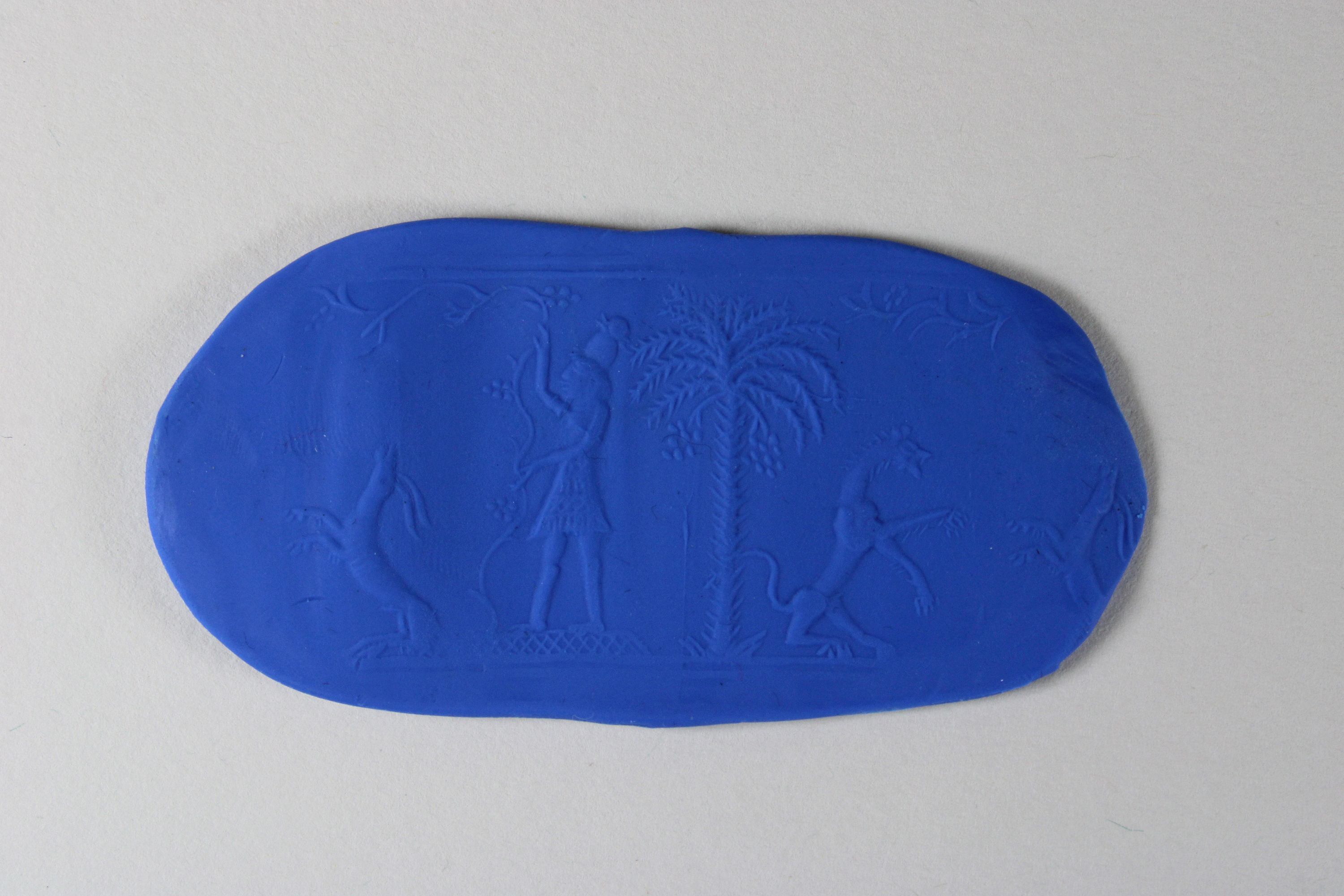 Rollsiegel aus Hämatit, wohl Babylonisch, Darstellung: Antilopenjagd, Maße: H. 4 cm, Dm: 1,9 cm. Gu - Image 4 of 4