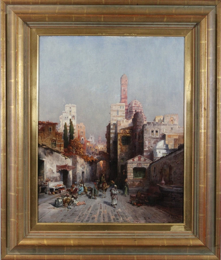 L. Urban (deutsch/österreichisch). Orientalische Straßenszene. 1894. Öl auf Holz. Signiert und dati - Image 2 of 4