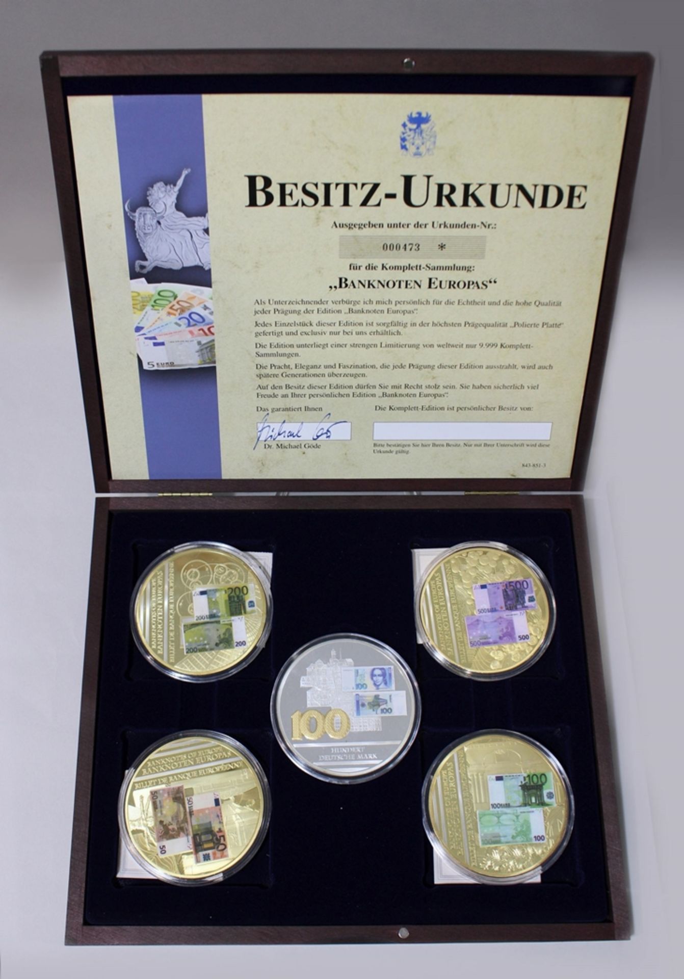 Konvolut 23 Tl., Großformatige vergoldete und teils colorierte Medaillen zur deutschen Geldgeschich - Image 2 of 5