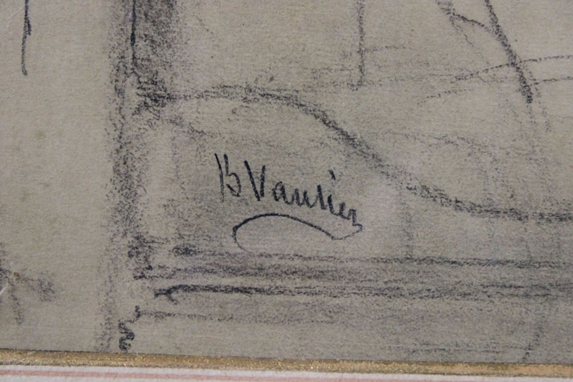 Benjamin Vautier (schweizer, 1829 - 1898). Mischtechnik, hauptsächlich Bleistift. Signiert am unter - Bild 3 aus 4
