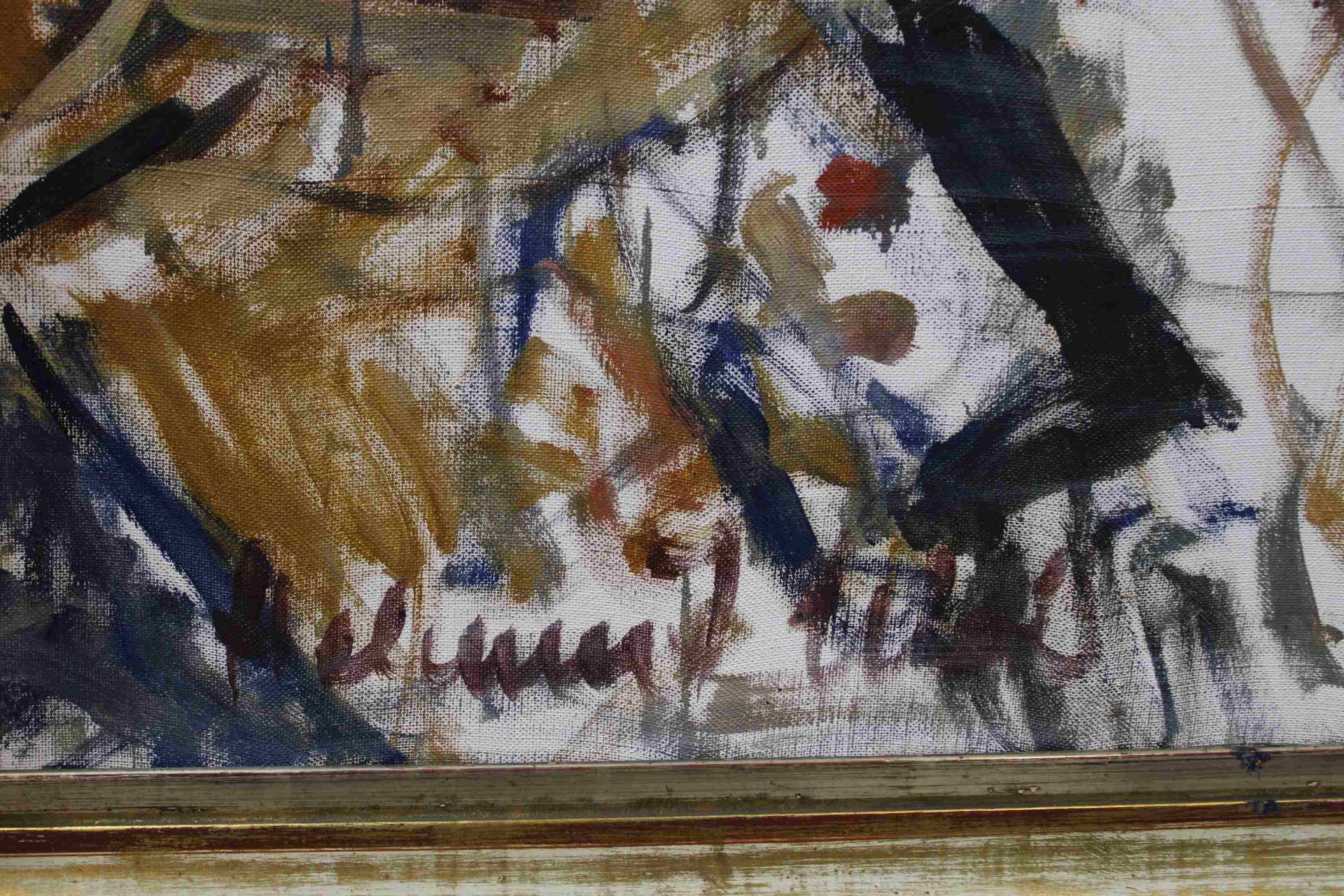 Helmut Weitz (deutsch, 1918 - 1966). Öl auf Leinwand. Abstraktes Personenbild. Deckender, pastoser - Bild 3 aus 3