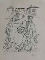 George Grosz (deutsch, 1893 - 1959). Lithografie. Karikatur zeigt einen Klassengegensatz. Zwei Männ