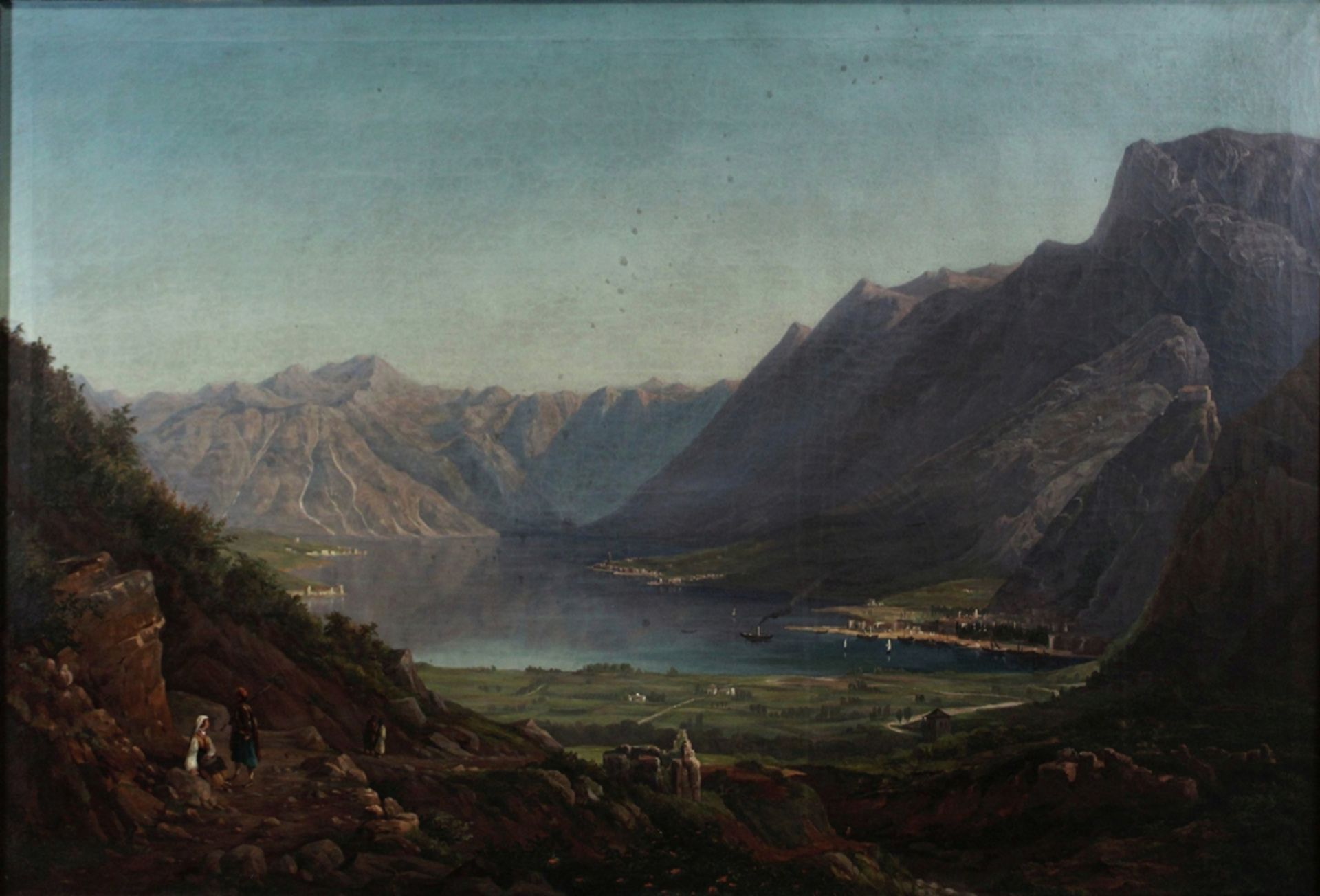 Unbekannter Künstler. Landschaft. Um Ende 19. Jahrhundert. Öl auf Leinwand. Freier Blick auf ein Be